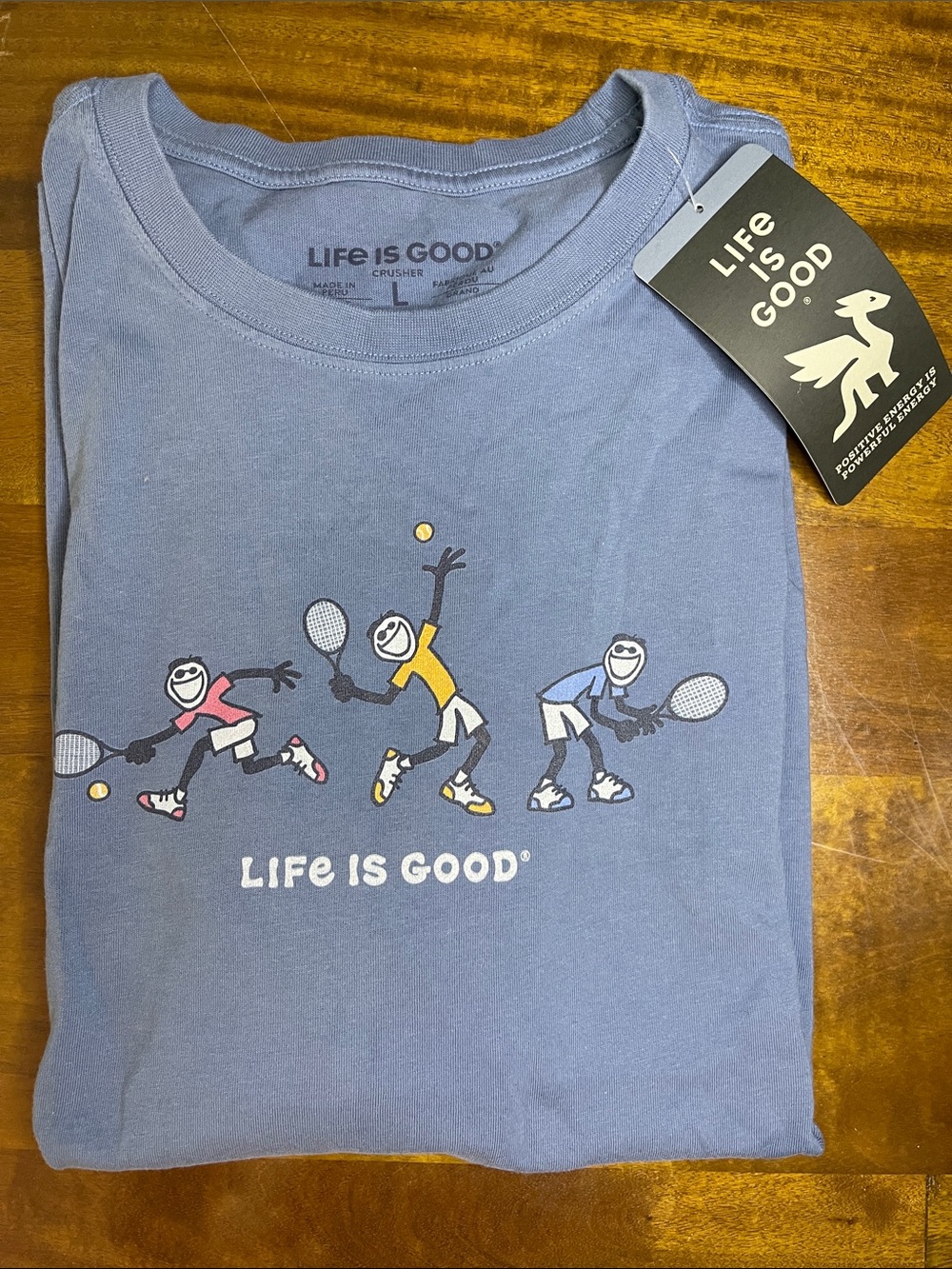 Life Is Good Blue Short Sleeve Tennis Graphic Crusher Tee